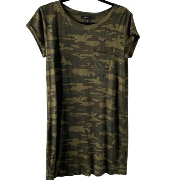 Sanctuary women's green short sleeve camouflage mini shirt dress size XS - Picture 1 of 5